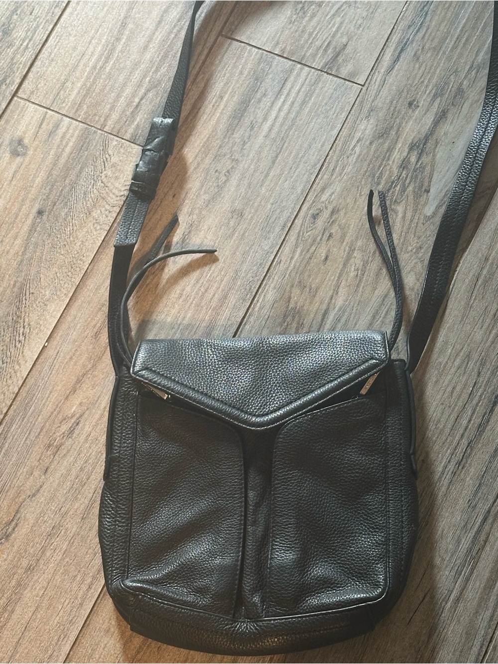 Vince Camuto Black Pebbled Leather Crossbody Bag